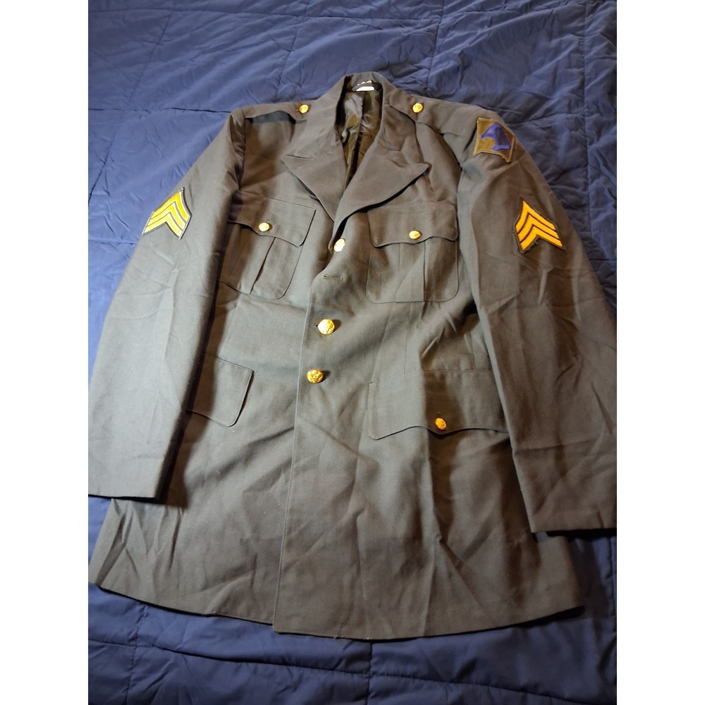 Vintage Army Uniform Jacket Mens 42L Green Military Patches Wool Vietnam‎